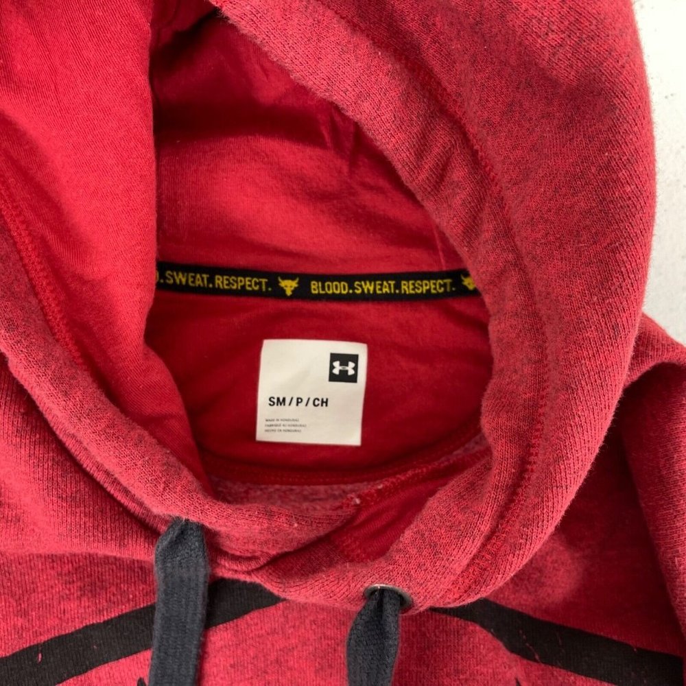 Under Armour Project Rock Hoodie Sweatshirt Dwayne Johnson Red Size S - Picture 5 of 5